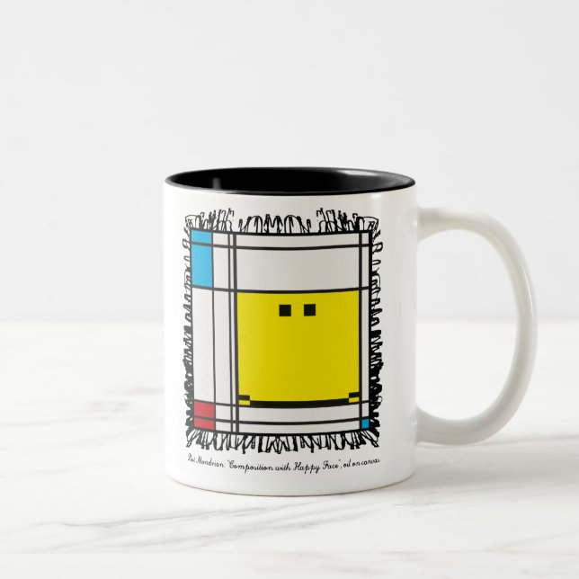 mondrian lycklig ansiktemugg Två-Tonad mugg (Höger)