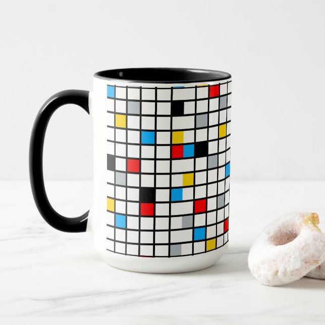 Mondrian Mania Retro Mugg (Med munk)