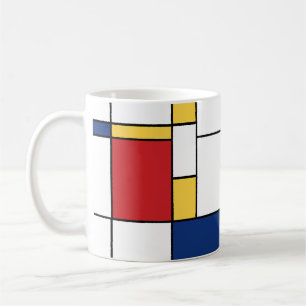 Mondrian Minimalist Abstrakt Art Primary Färg Kaffemugg