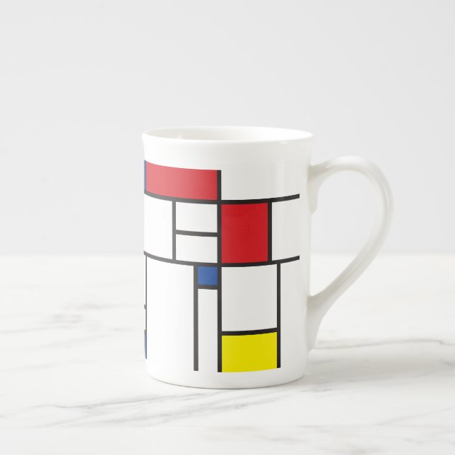 Mondrian Minimalist Geometric De Stijl Modern Art Benporslin Mugg (Höger)