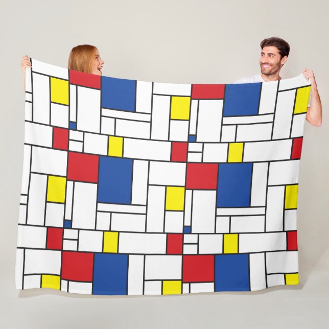 Mondrian Minimalist Geometric De Stijl Modern Art Fleecefilt (På plats)