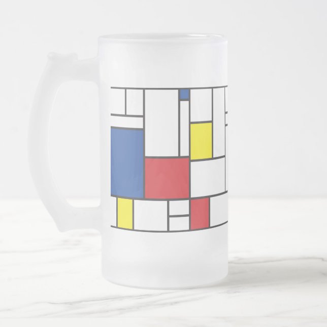 Mondrian Minimalist Geometric De Stijl Modern Art Frostat Ölglas (Vänster)