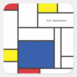 Mondrian Minimalist Geometric De Stijl Modern Art Fyrkantigt Klistermärke