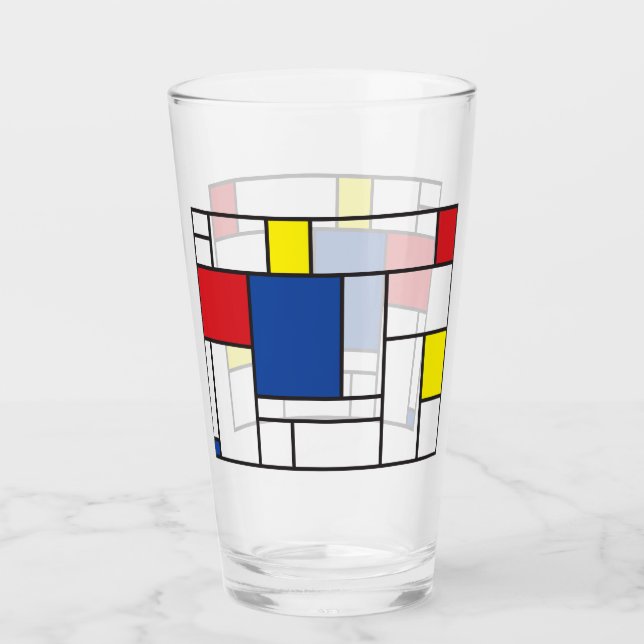 Mondrian Minimalist Geometric De Stijl Modern Art Glaskopp (Framsida)