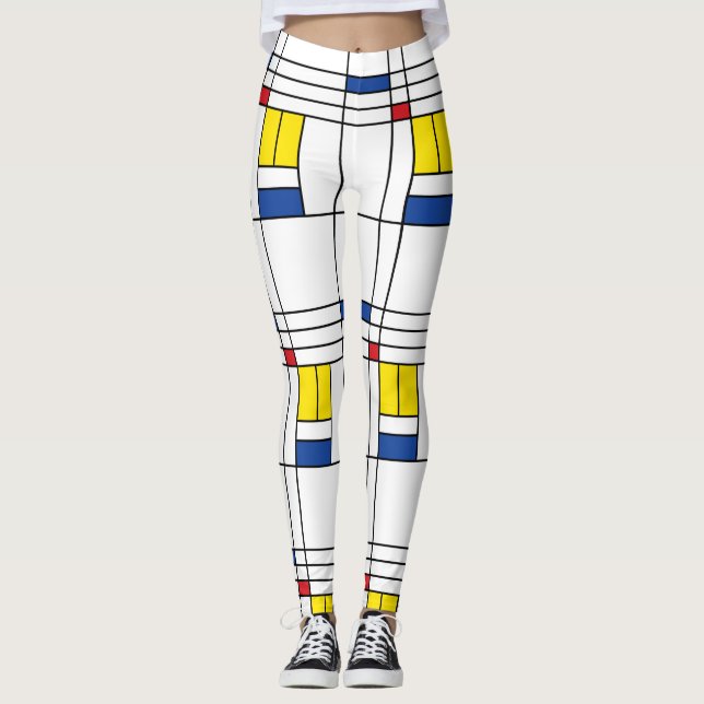 Mondrian Minimalist Geometric De Stijl Modern Art Leggings (Framsida)