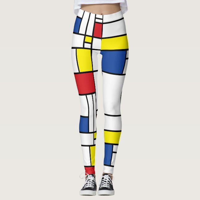 Mondrian Minimalist Geometric De Stijl Modern Art Leggings (Framsida)