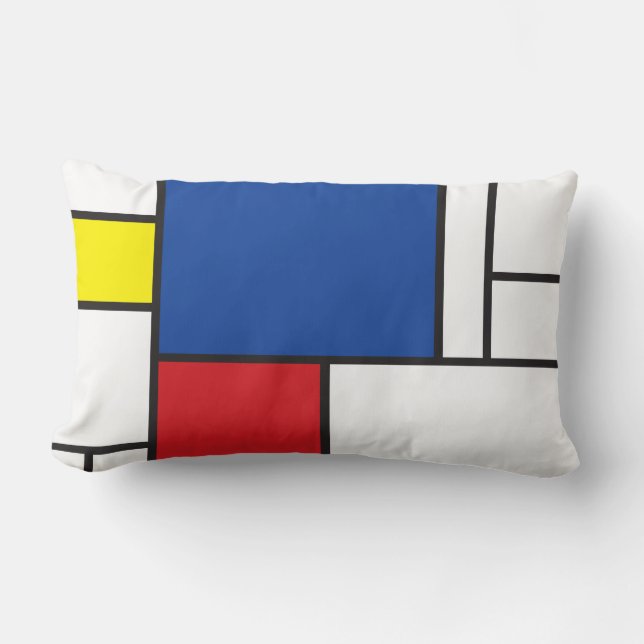 Mondrian Minimalist Geometric De Stijl Modern Art Lumbarkudde (Framsida)