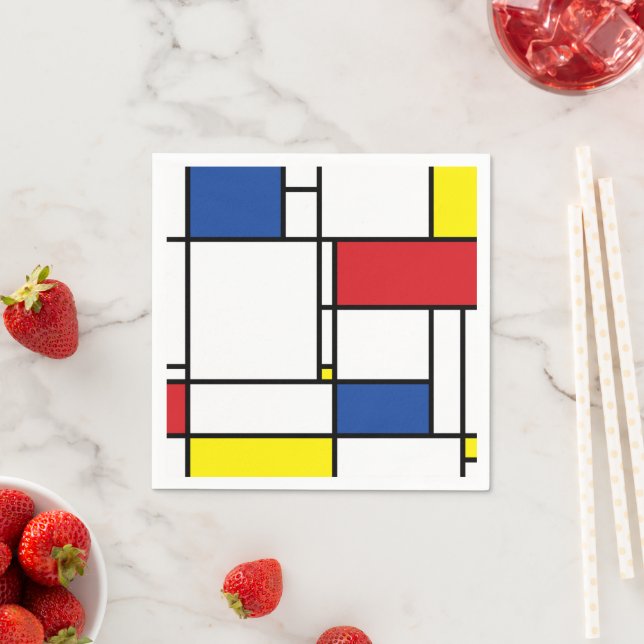Mondrian Minimalist Geometric De Stijl Modern Art Pappersservett (Insitu)