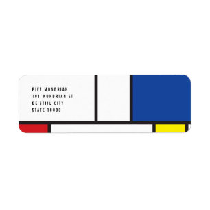 Mondrian Minimalist Geometric De Stijl Modern Art Returadress Etikett