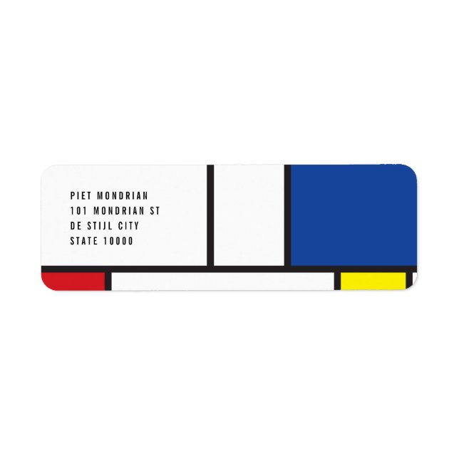 Mondrian Minimalist Geometric De Stijl Modern Art Returadress Etikett (Framsidan)