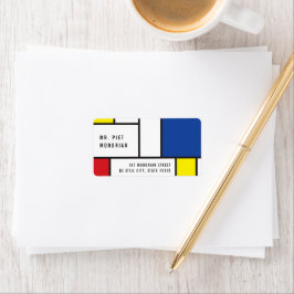Mondrian Minimalistisk Geometrisk De Stijl Modern  Adressetikett