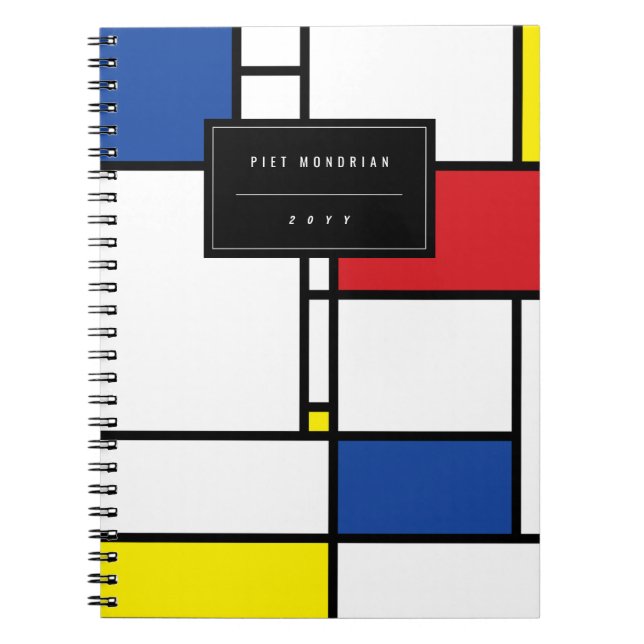 Mondrian Minimalistisk Geometrisk De Stijl Modern  Anteckningsbok (Framsidan)