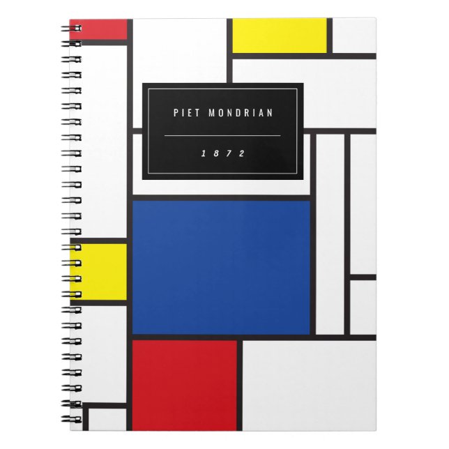 Mondrian Minimalistisk Geometrisk De Stijl Modern  Anteckningsbok Med Spiral (Framsidan)