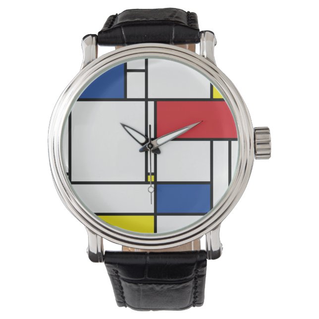 Mondrian Minimalistisk Geometrisk De Stijl Modern  Armbandsur (Framsida)