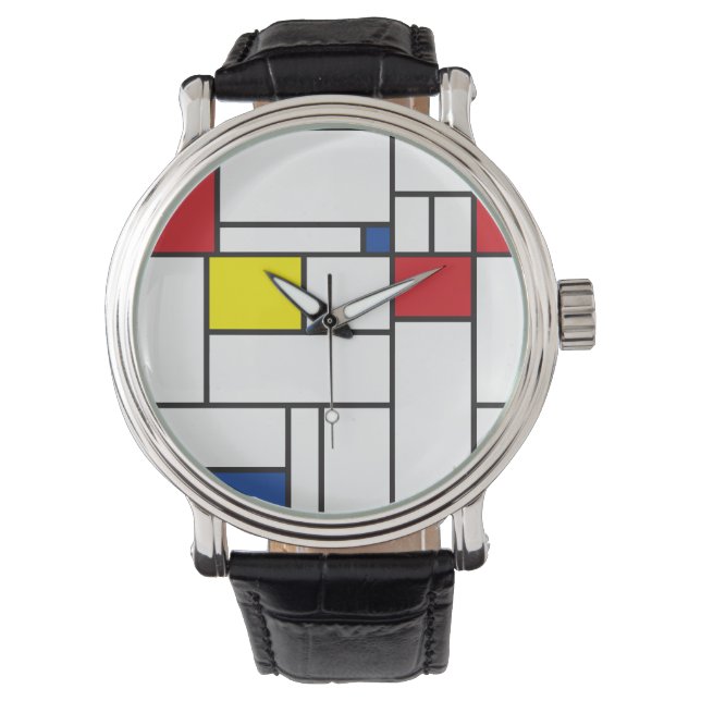 Mondrian Minimalistisk Geometrisk De Stijl Modern  Armbandsur (Framsida)