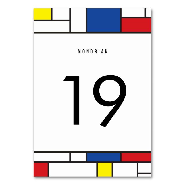 Mondrian Minimalistisk Geometrisk De Stijl Modern  Bordsnummer (Framsidan)