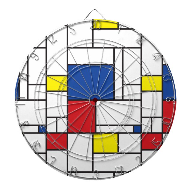 Mondrian Minimalistisk Geometrisk De Stijl Modern  Darttavla (Framsidan)