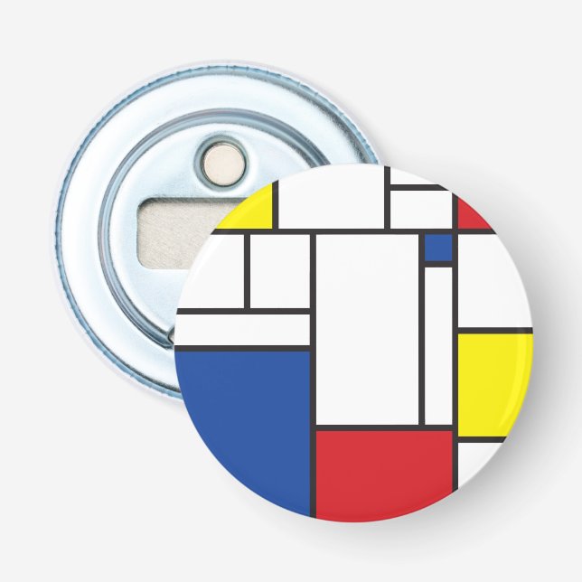 Mondrian Minimalistisk Geometrisk De Stijl Modern  Flasköppnare (Framsidan)