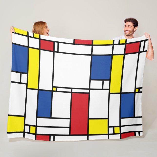 Mondrian Minimalistisk Geometrisk De Stijl Modern  Fleecefilt (På plats)
