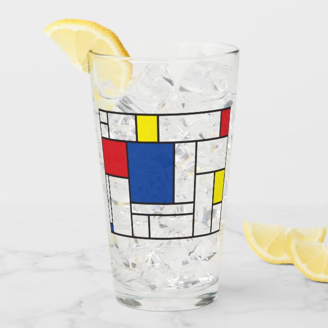 Mondrian Minimalistisk Geometrisk De Stijl Modern  Glaskopp (Framsida Ice)