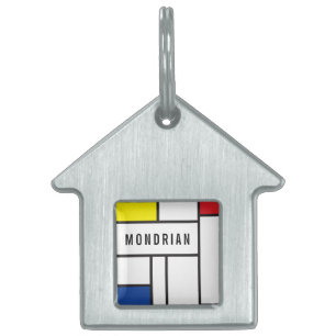 Mondrian Minimalistisk Geometrisk De Stijl Modern ID-bricka Husdjur