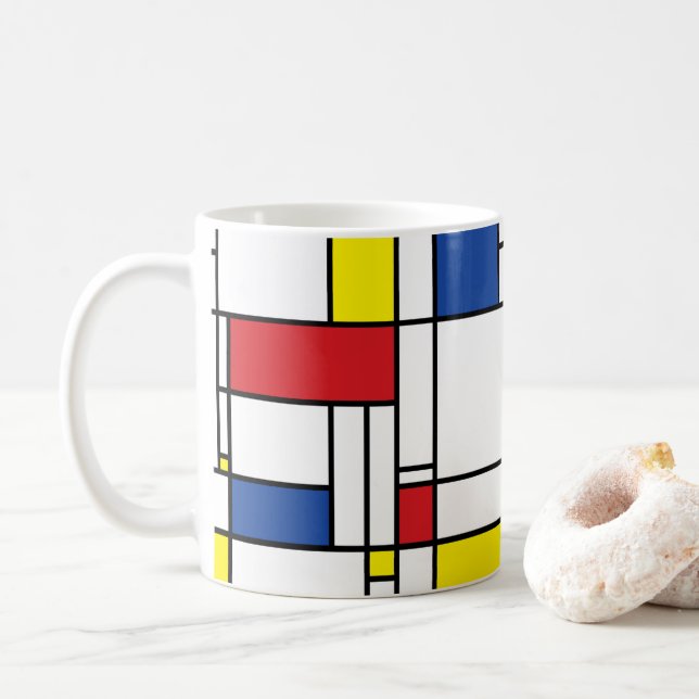 Mondrian Minimalistisk Geometrisk De Stijl Modern  Kaffemugg (Med munk)