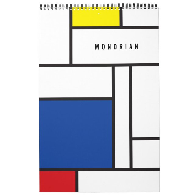 Mondrian Minimalistisk Geometrisk De Stijl Modern  Kalender (Omslag)