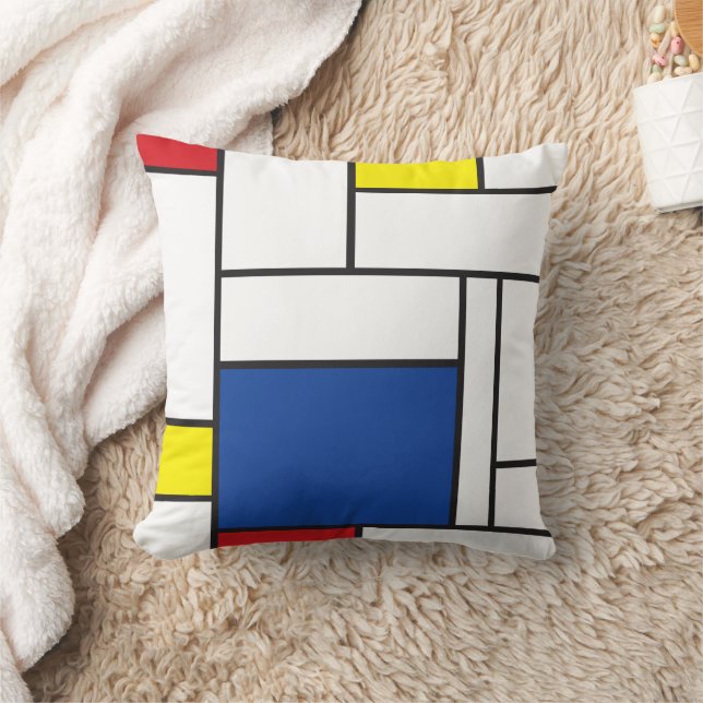 Mondrian Minimalistisk Geometrisk De Stijl Modern  Kudde (Filt)