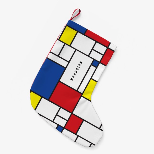 Mondrian Minimalistisk Geometrisk De Stijl Modern  Liten Julstrumpa (Framsidan (Hängande))