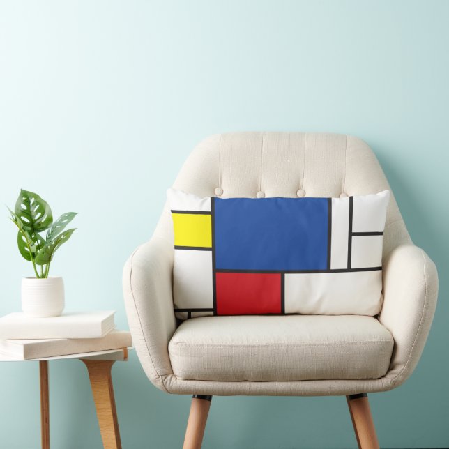 Mondrian Minimalistisk Geometrisk De Stijl Modern  Lumbarkudde (Stol)