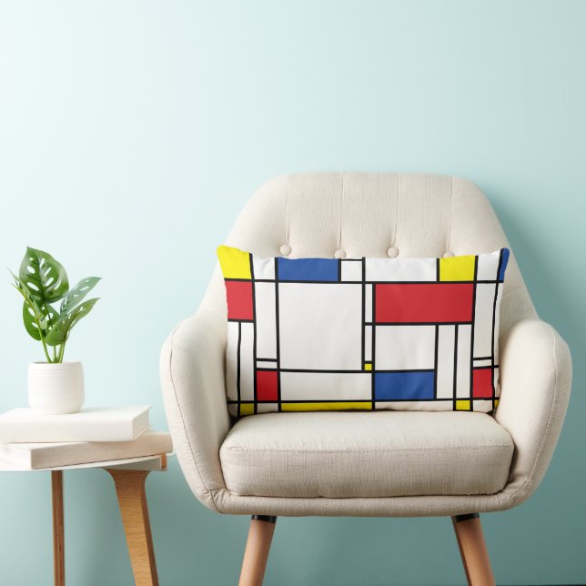 Mondrian Minimalistisk Geometrisk De Stijl Modern  Lumbarkudde (Stol)