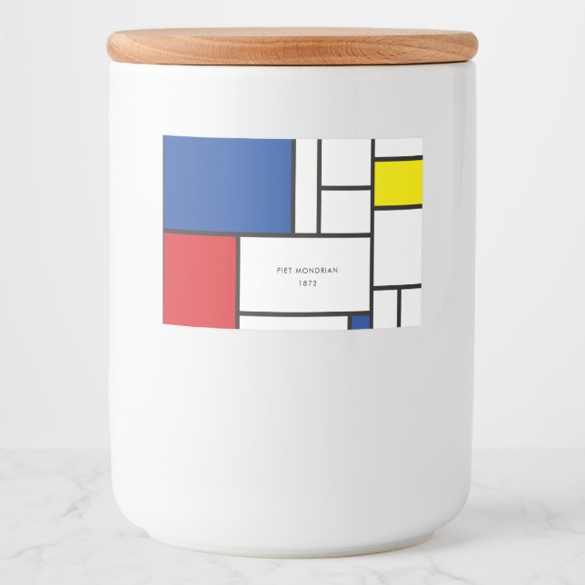 Mondrian Minimalistisk Geometrisk De Stijl Modern  Mat Etiketter (Framsida)