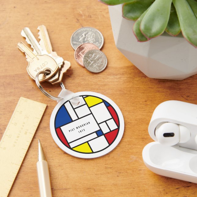 Mondrian Minimalistisk Geometrisk De Stijl Modern  Nyckelring (Skrivbord)