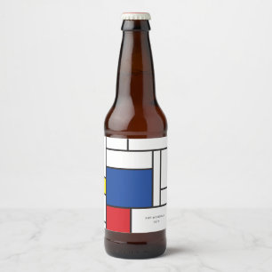 Mondrian Minimalistisk Geometrisk De Stijl Modern Ölflaska Etikett