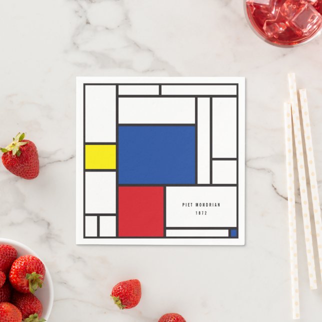 Mondrian Minimalistisk Geometrisk De Stijl Modern  Pappersservett (Insitu)