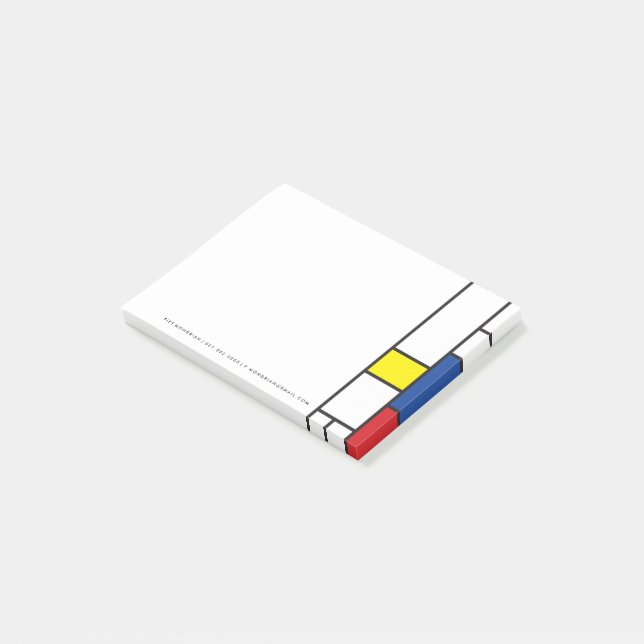 Mondrian Minimalistisk Geometrisk De Stijl Modern  Post-it Block (Vinklad)