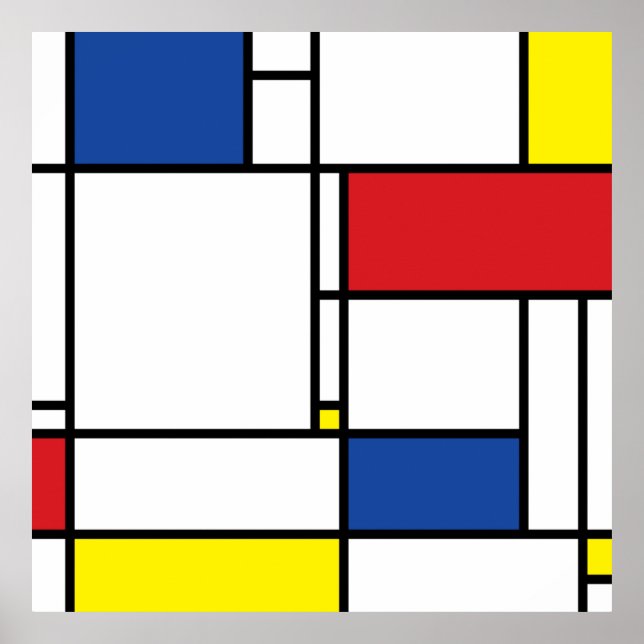 Mondrian Minimalistisk Geometrisk De Stijl Modern  Poster (Framsidan)