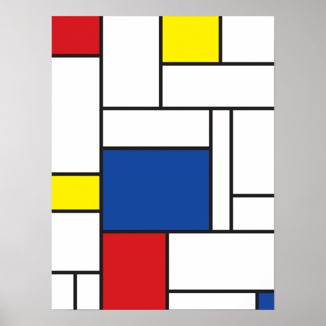 Mondrian Minimalistisk Geometrisk De Stijl Modern  Poster (Framsidan)