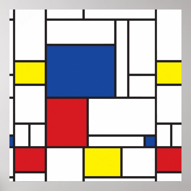 Mondrian Minimalistisk Geometrisk De Stijl Modern  Poster (Framsidan)