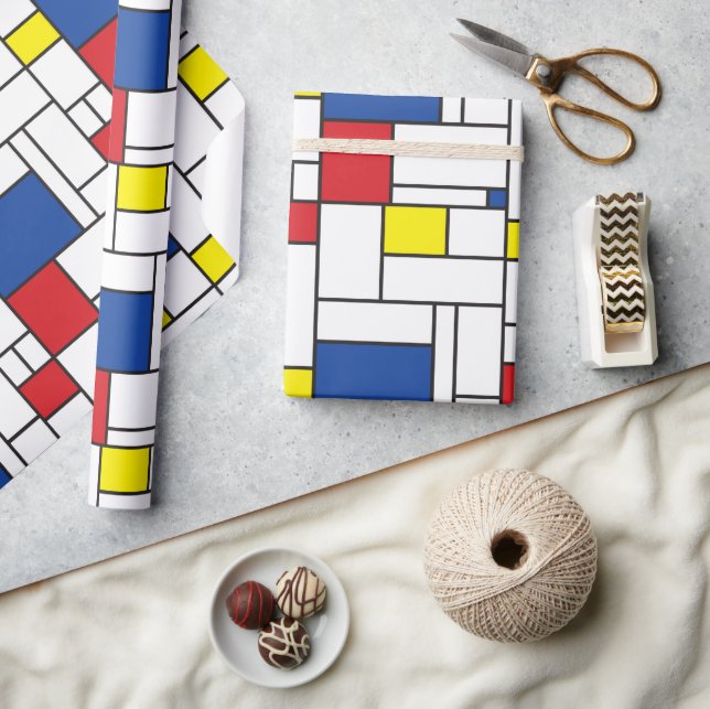 Mondrian Minimalistisk Geometrisk De Stijl Modern  Presentpapper (Hantverk)