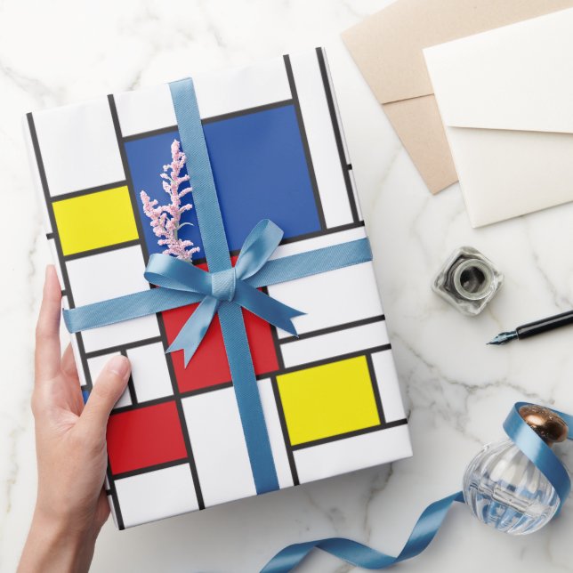 Mondrian Minimalistisk Geometrisk De Stijl Modern  Presentpapper (Gifting)