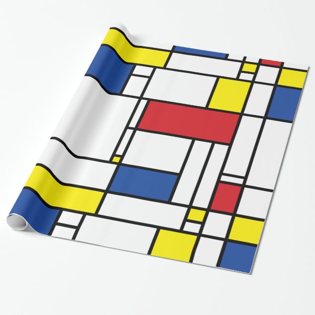 Mondrian Minimalistisk Geometrisk De Stijl Modern  Presentpapper (Utrullad)