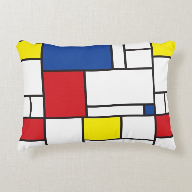 Mondrian Minimalistisk Geometrisk De Stijl Modern  Prydnadskudde (Framsidan)