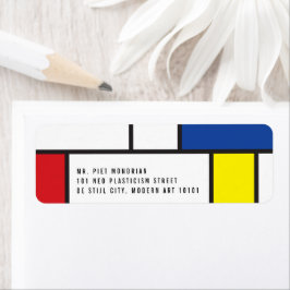Mondrian Minimalistisk Geometrisk De Stijl Modern  Returadress Etikett