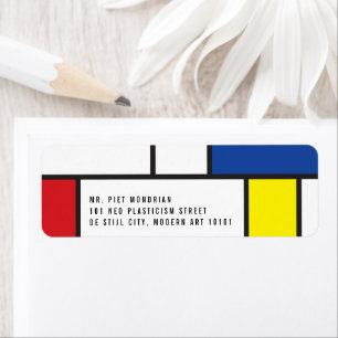 Mondrian Minimalistisk Geometrisk De Stijl Modern Returadress Etikett