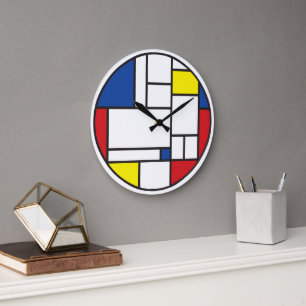 Mondrian Minimalistisk Geometrisk De Stijl Modern  Stor Klocka