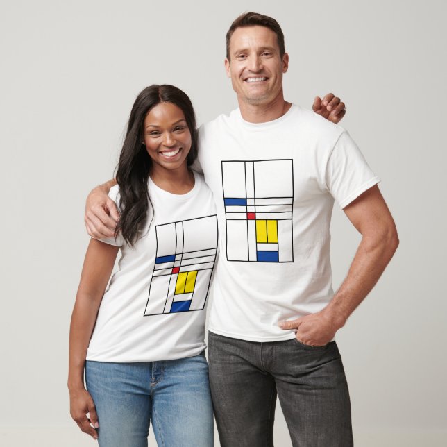 Mondrian Minimalistisk Geometrisk De Stijl Modern  T Shirt (Unisex)