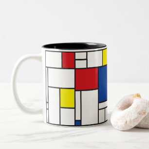 Mondrian Minimalistisk Geometrisk De Stijl Modern Två-Tonad Mugg