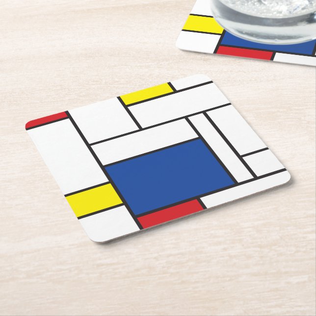 Mondrian Minimalistisk Geometrisk De Stijl Modern  Underlägg Papper Kvadrat (Vinklad)