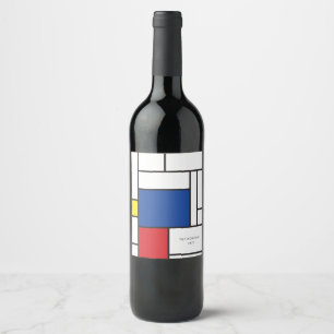 Mondrian Minimalistisk Geometrisk De Stijl Modern Vinflaska Etikett